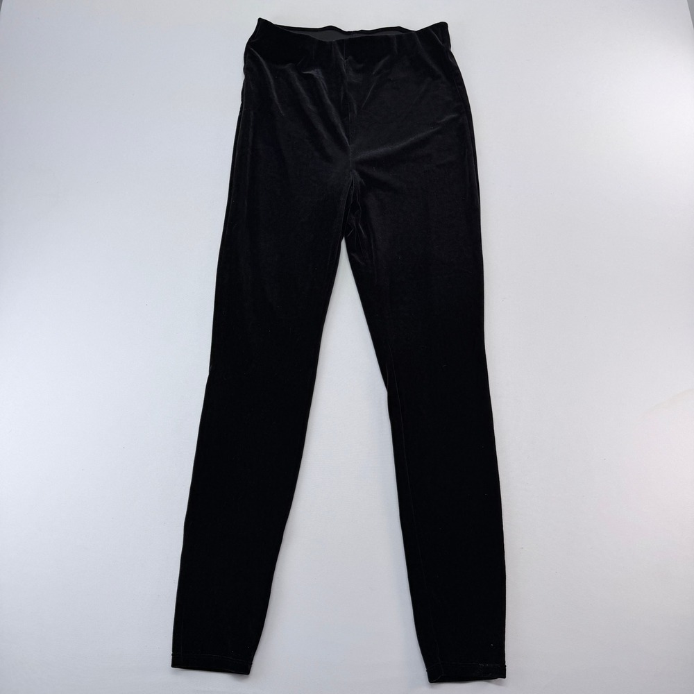 HM Black Velvet High Waisted Skinny Leggings Womens Size Medium Solid Soft Luxe